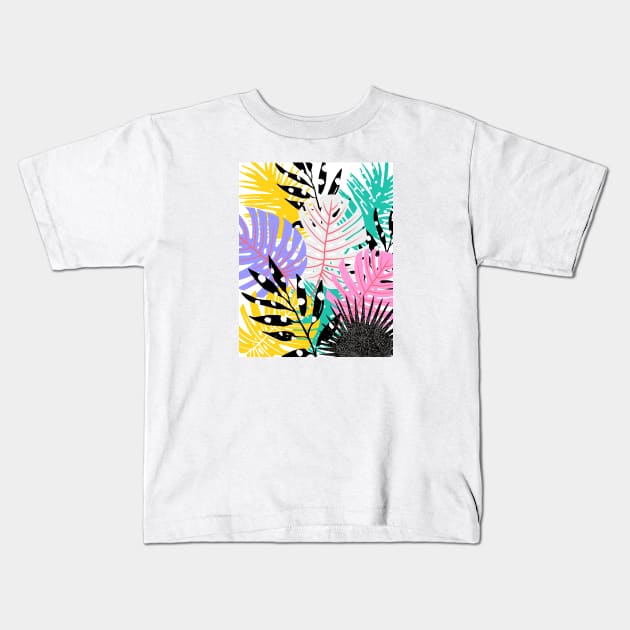 Colorful leaves seamless pattern Kids T-Shirt by HANART